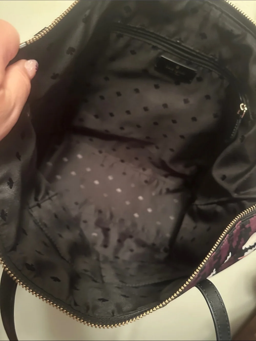 kate spade Plum, Black & White Houndstooth Tote